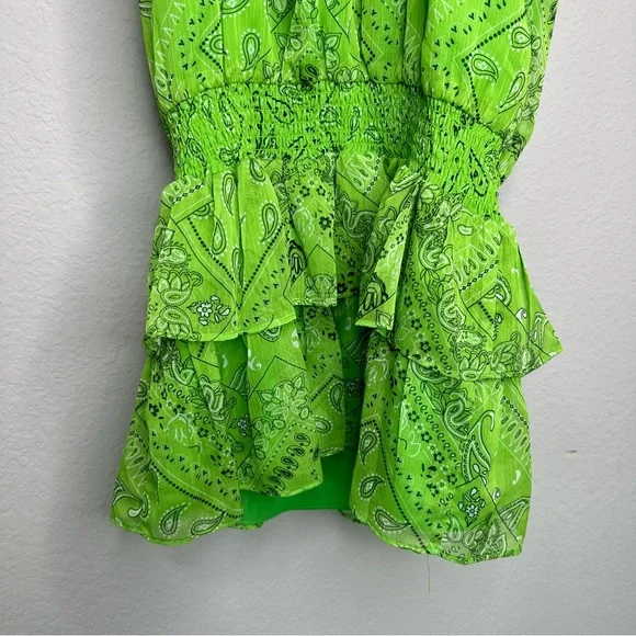 Amanda Uprichard Cotter Green Bandana Paisley Dress - Picture 15 of 17